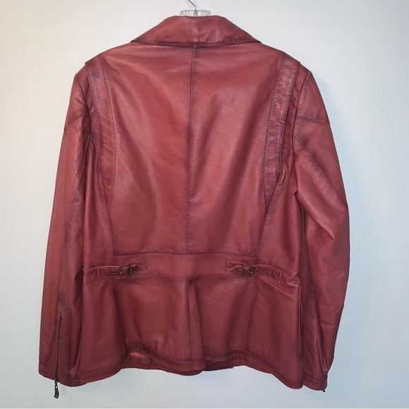 Danier Women's Red Leather Jacket M - Picture 2 of 13